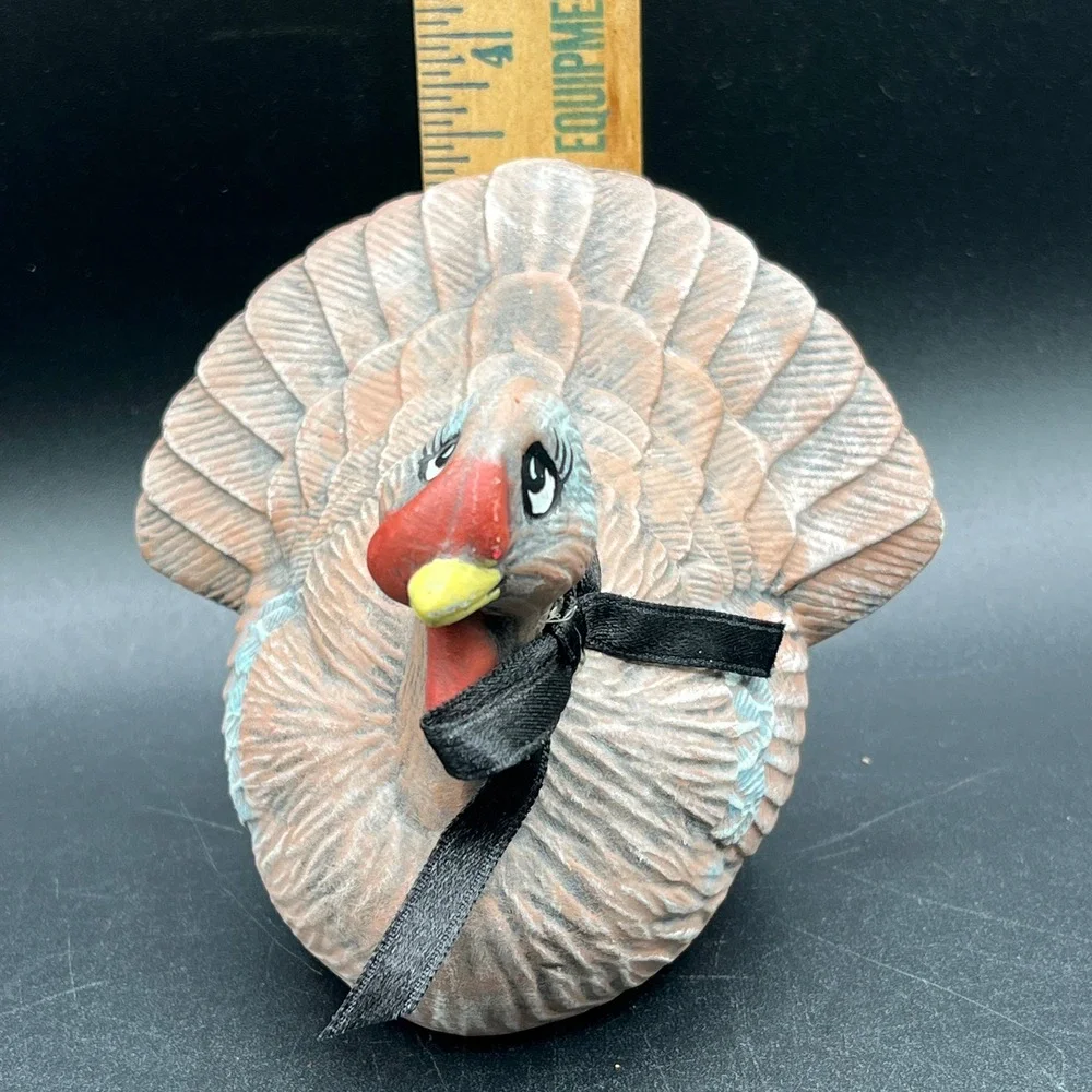 Vtg Hand Painted Ceramic Turkey Figurine Thanksgiving Decor Brown 4.5